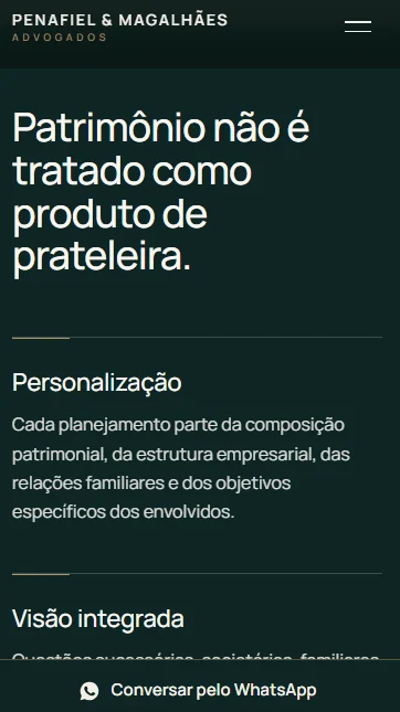 Versão mobile do projeto Penafiel & Magalhães